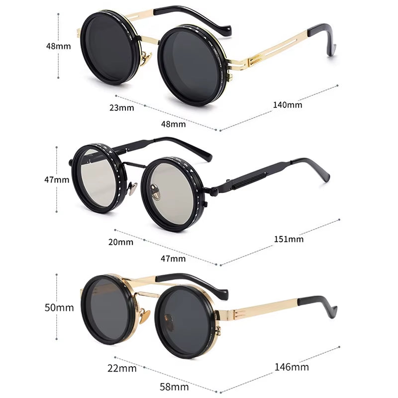 Retro Metal round Punk Nd9-Level Adjustable Dimming Sunglasses Women Polarized UV400 Fashion Men Outdoor Sun Glasses