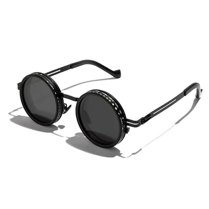 Retro Metal round Punk Nd9-Level Adjustable Dimming Sunglasses Women Polarized UV400 Fashion Men Outdoor Sun Glasses