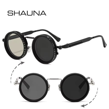 Retro Metal round Punk Nd9-Level Adjustable Dimming Sunglasses Women Polarized UV400 Fashion Men Outdoor Sun Glasses