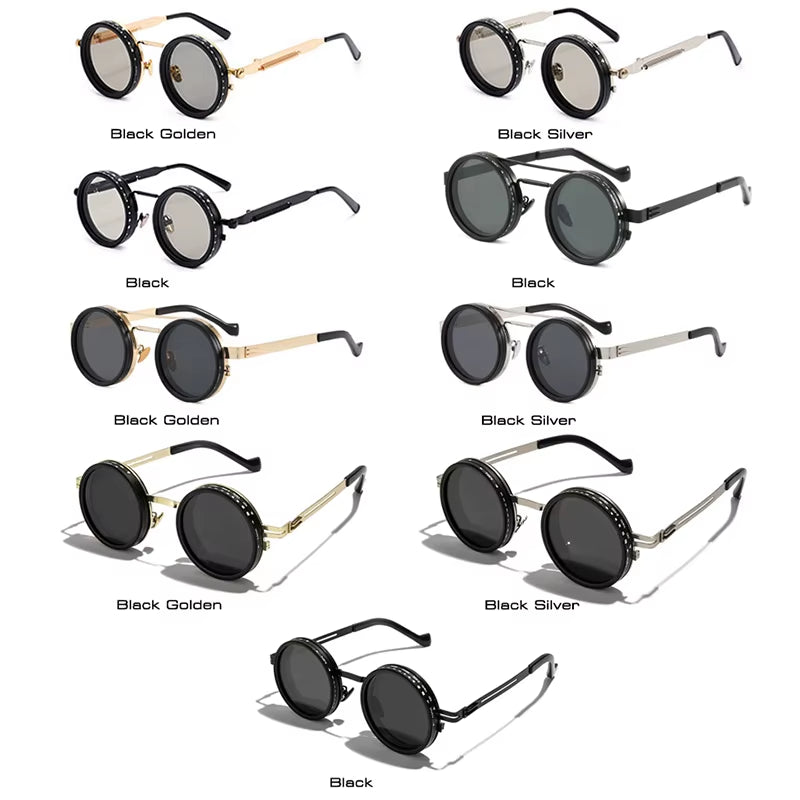 Retro Metal round Punk Nd9-Level Adjustable Dimming Sunglasses Women Polarized UV400 Fashion Men Outdoor Sun Glasses